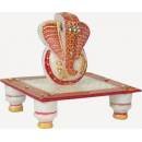 Marble Painted Chowki Ganesh EC-0134-1-01