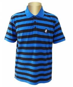 POLO CLUB RUGBY STRIPE POLO BLUE & BLACK PCBC-12