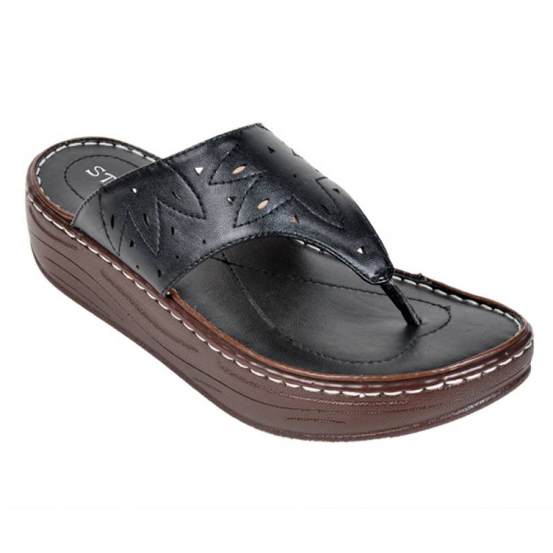 STYLE WALK BLACK SANDALS FOR WOMEN (11018-12)