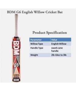 BDM G-6 English Willow Cricket Bat